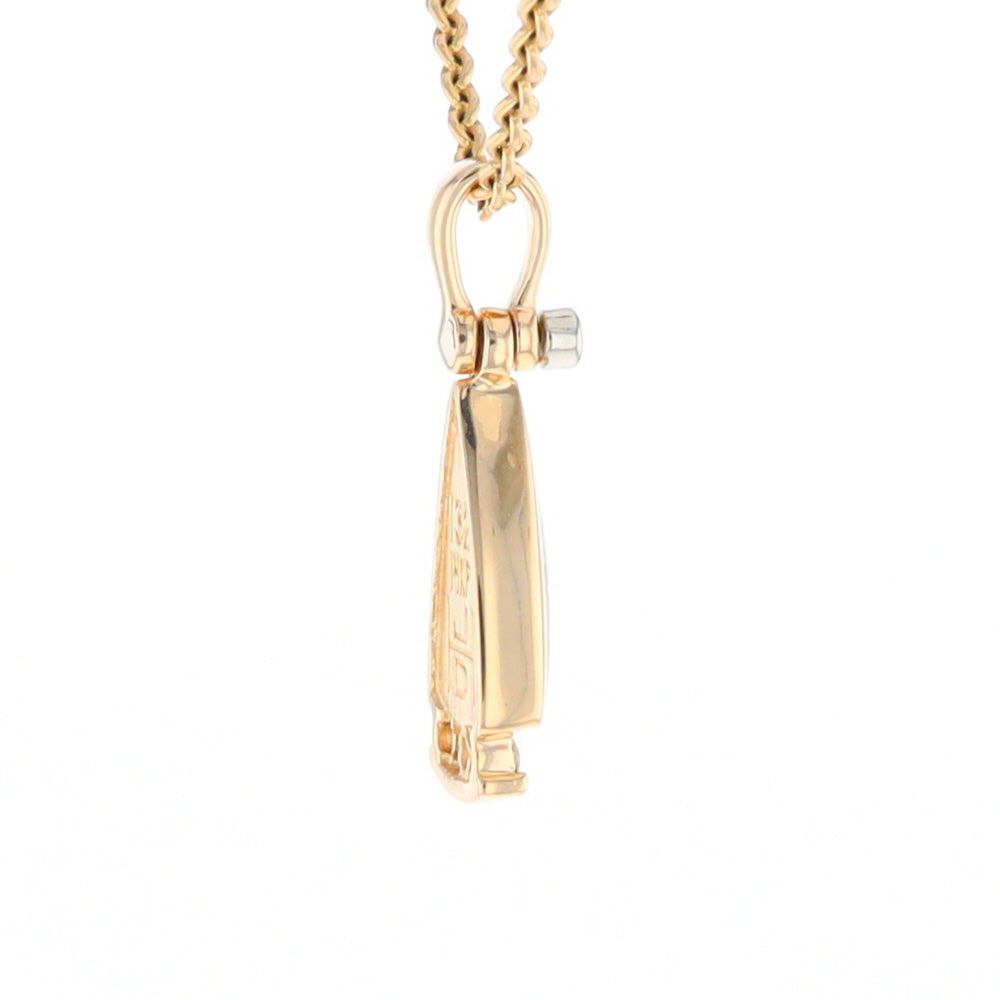 Gold Quartz Triangle Inlaid Pendant with 0.08ctw Diamonds - G2