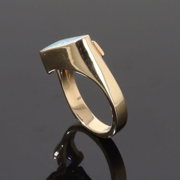 Opal Rings Geometric Inlaid with Tanzanite and .08ctw Round Diamonds