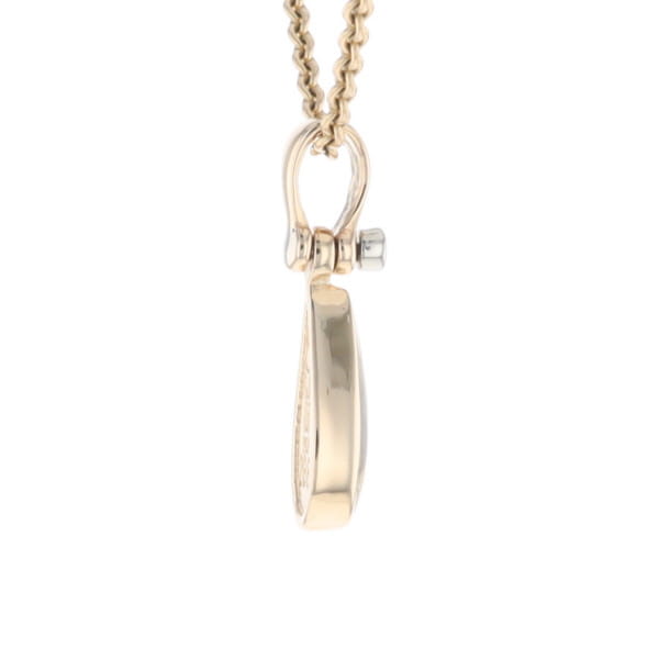 Gold Quartz Pendant Tear Drop Inlaid Design with .02ct Diamond