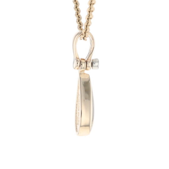 Gold Quartz Pendant Tear Drop Inlaid Design with .02ct Diamond