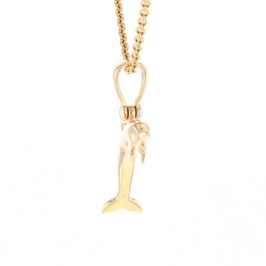 Gold Quartz Dolphin Pendant - G2