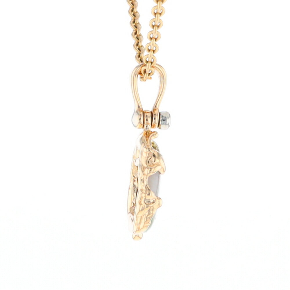 Serpentine & Gold Quartz Freeform Pendant