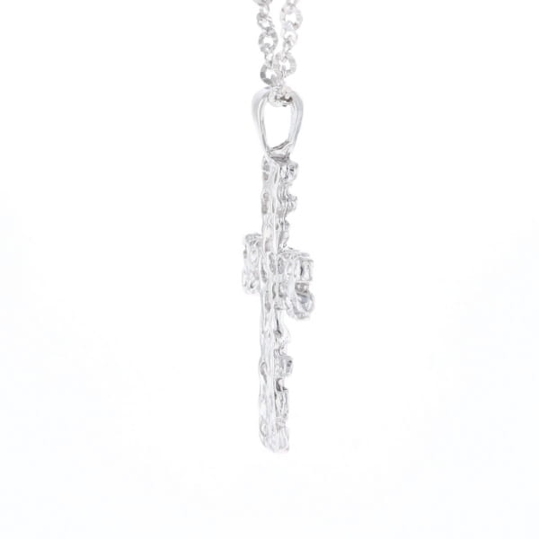 Sterling Silver Nugget Pattered Cross Necklace