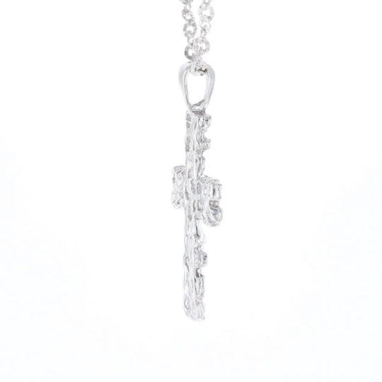 Sterling Silver Nugget Pattered Cross Necklace