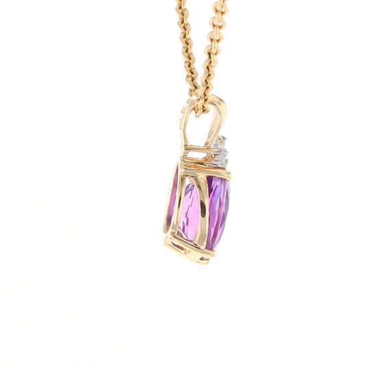 Oval Amethyst Diamond Pendant