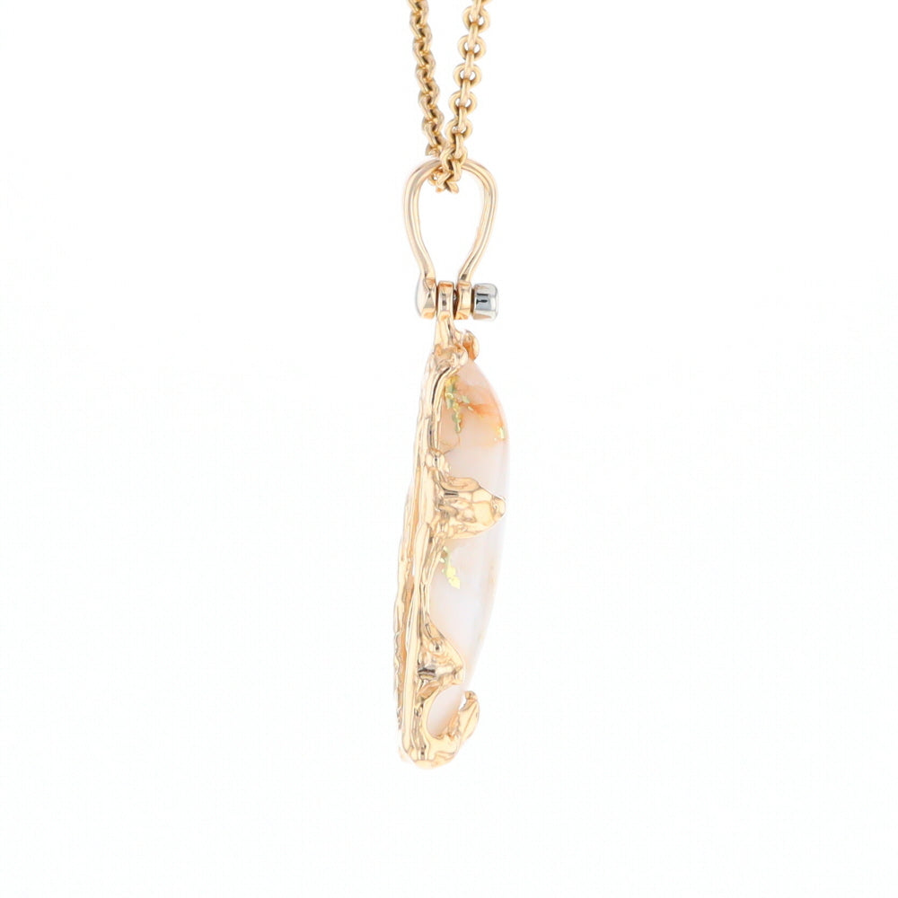 Gold Quartz Freeform Pendant