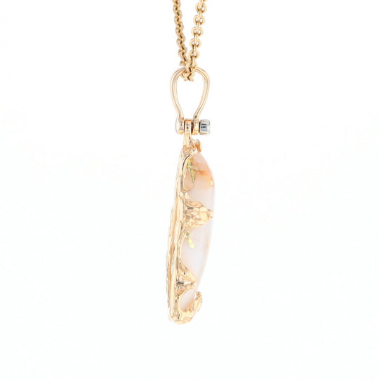 Gold Quartz Freeform Pendant