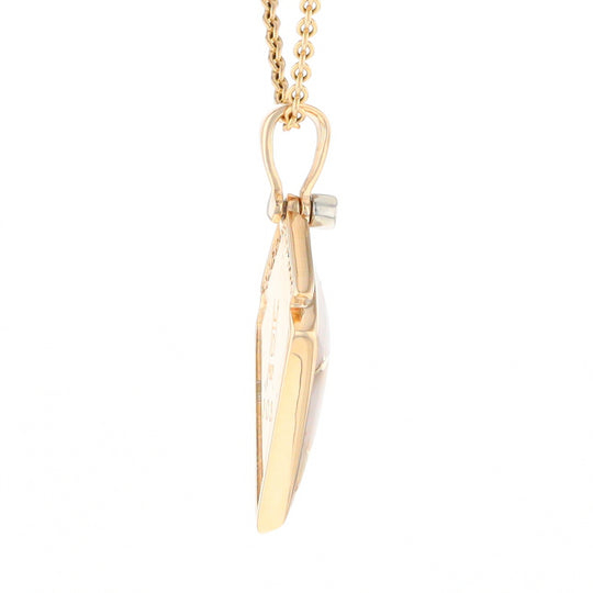 Gold Quartz Kite Shape Inlaid Pendant with 0.19ctw Diamonds (G1)