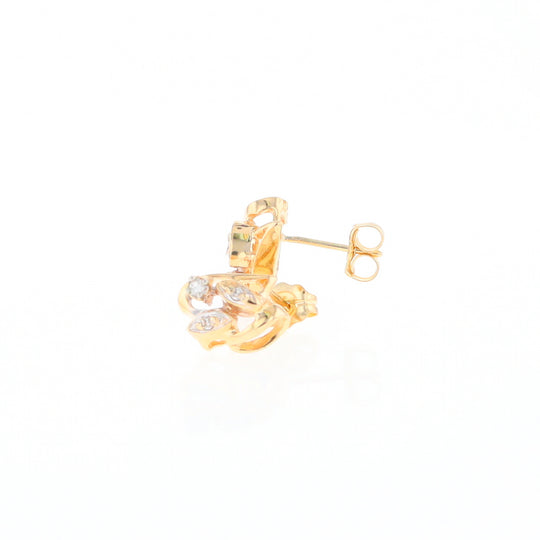 Diamond Leaf Stud Earrings