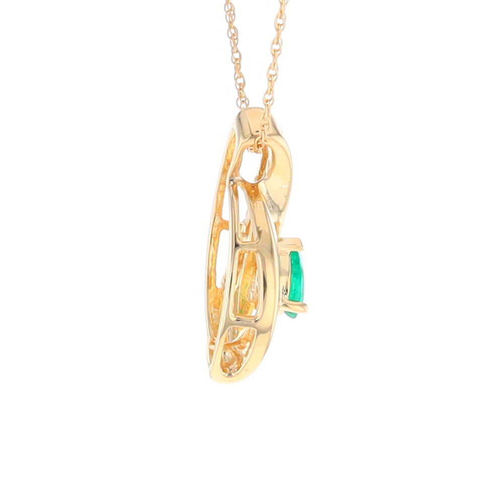 Pear Shaped Emerald Ribbon Pendant