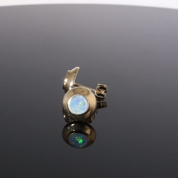 Opal Earrings Round Inlaid Design Studs