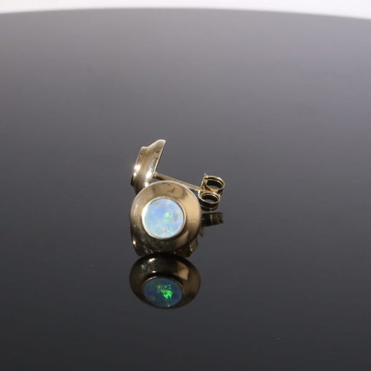 Opal Earrings Round Inlaid Design Studs