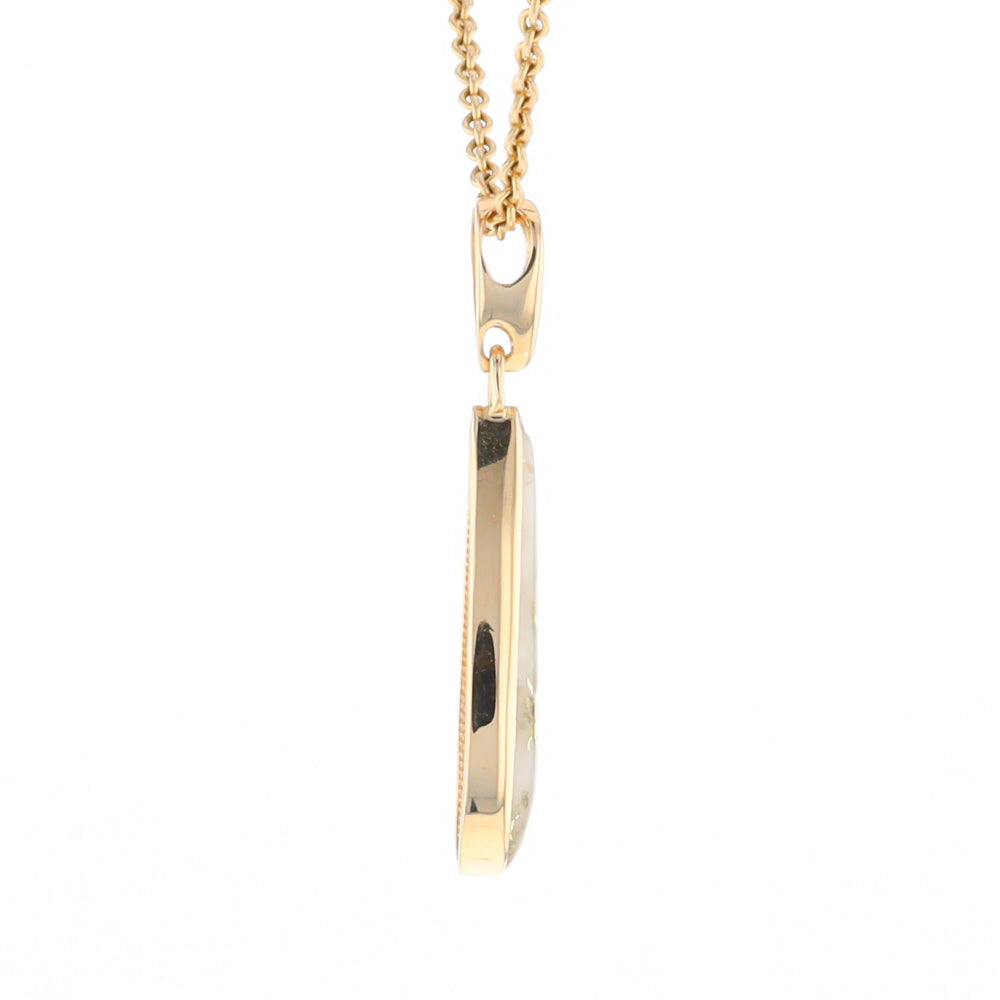 Gold Quartz Pendant Tear Drop Inlaid Design G2