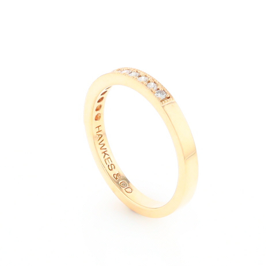 Yellow Gold Milgrain Diamond Wedding Band