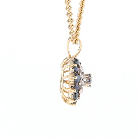 Round Diamond & Sapphire Cluster Pendant