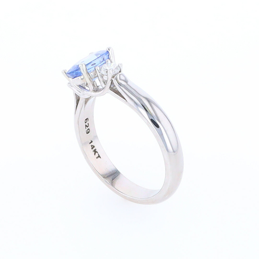 Ceylon Sapphire Three-Stone Trellis Ring