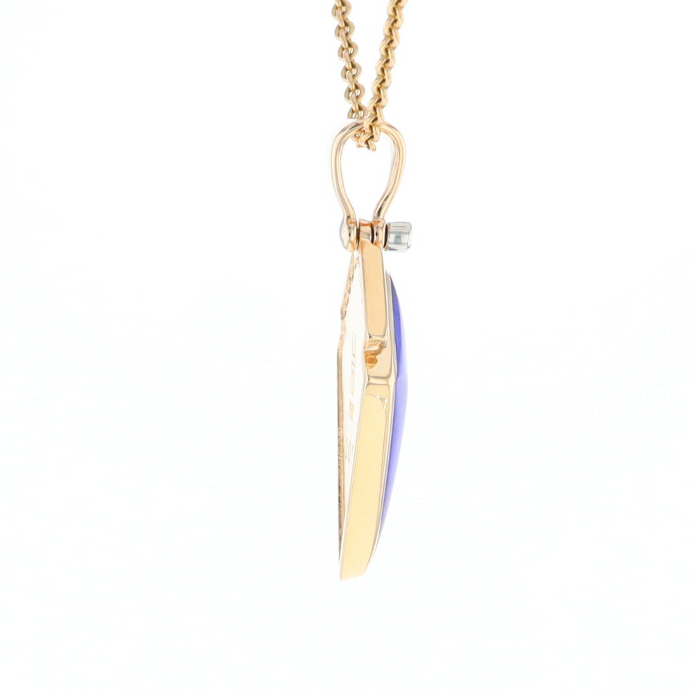 Lapis Kit Shaped Inlaid Pendant with 0.19ctw Diamonds