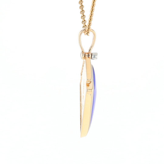 Lapis Kit Shaped Inlaid Pendant with 0.19ctw Diamonds