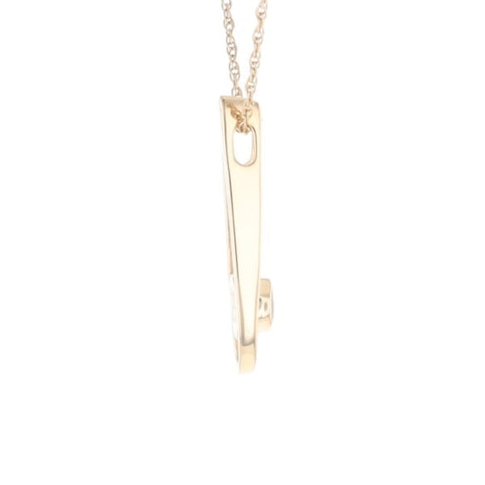 Open Teardrop Round Gold Quartz Inlaid Pendant