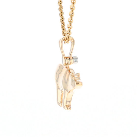 Gold Quartz Inlaid Polar Bear Pendant