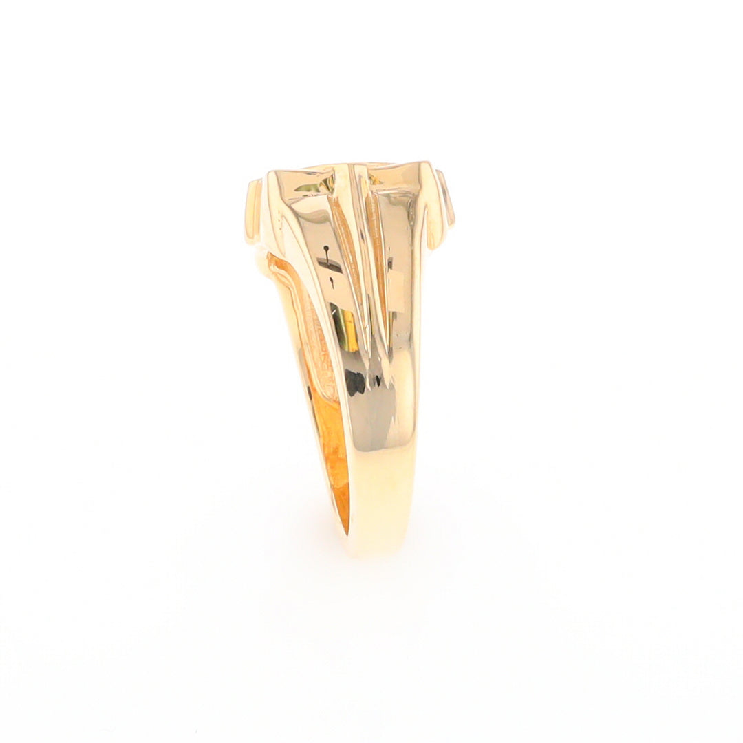 Gold Quartz Mens Ring with Diamond Accents