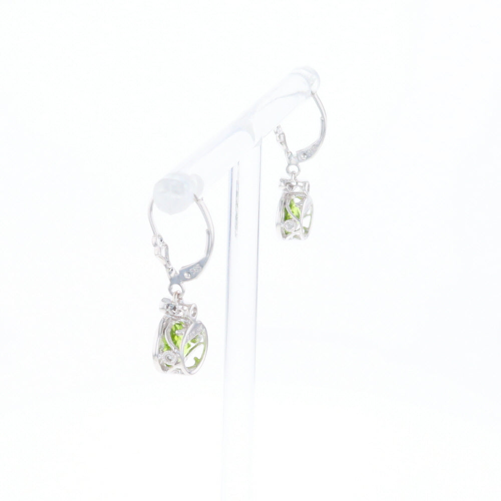 Peridot Dangle Earrings with Diamond Accents