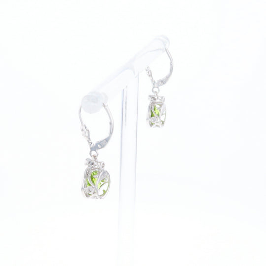Peridot Dangle Earrings with Diamond Accents