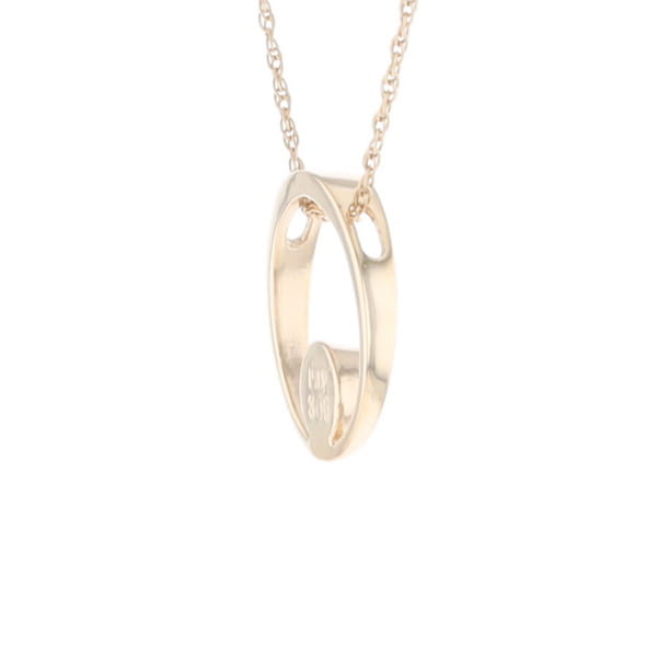 Gold Quartz Pendant Open Circle Design Round Inlay Pendant
