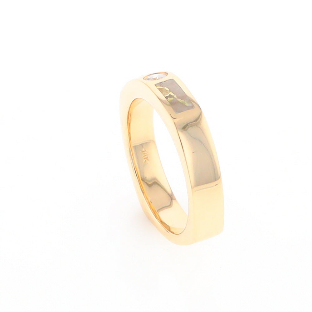 Gold Quartz Ring Double Sided Inlaid Design with .10ct Round Diamond G2