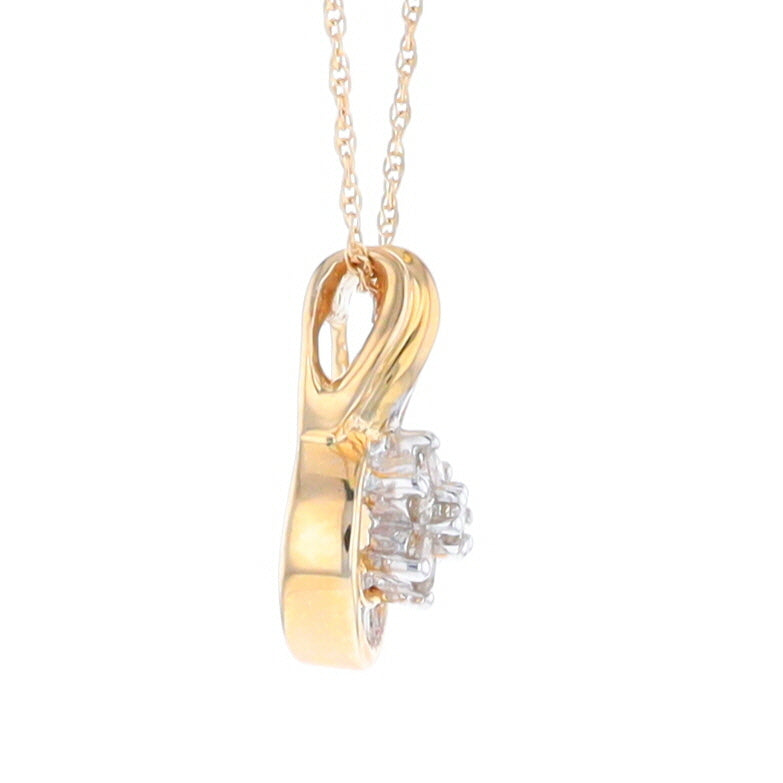 Gold Slide and Flower Diamond Pendant