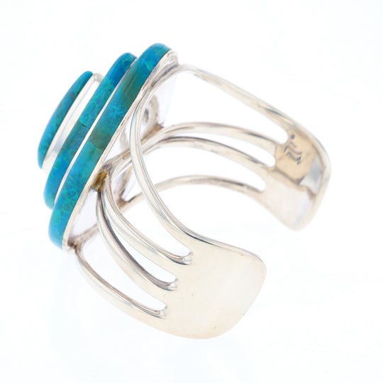 3-Layer Turquoise Raindrop Sterling Silver Cuff