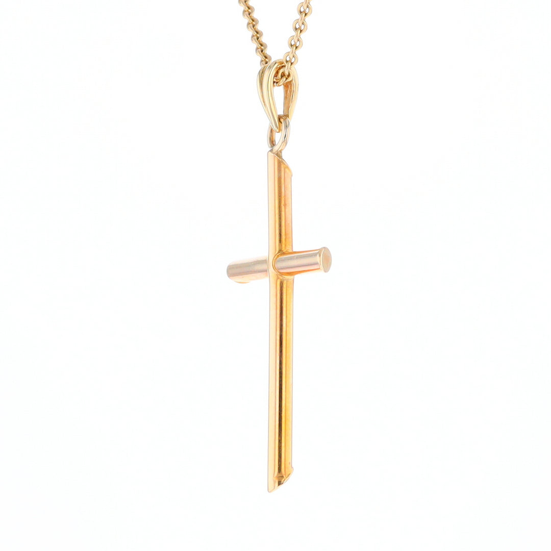 Beveled Edge Tube Cross Pendant