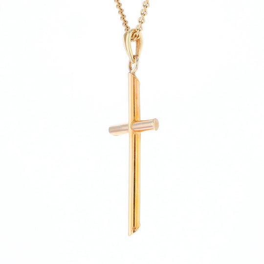 Beveled Edge Tube Cross Pendant