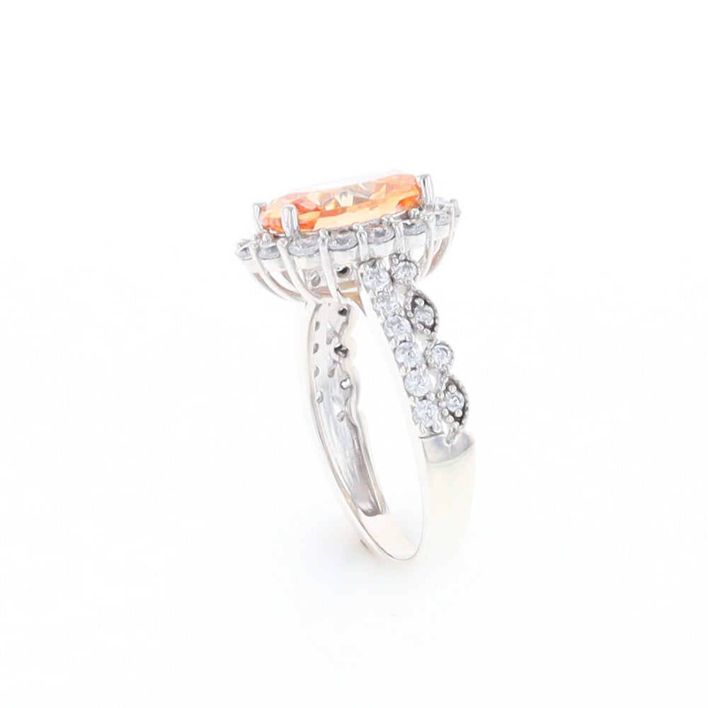 Peach Imitation Topaz Halo Ring