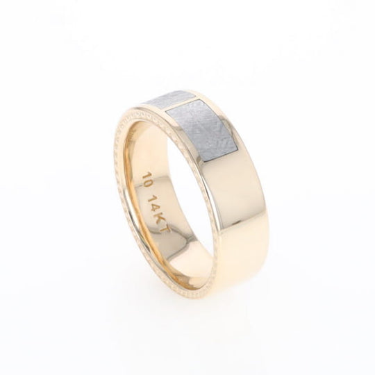 3 Section Men's Meteorite  Milgrain Topped Ring