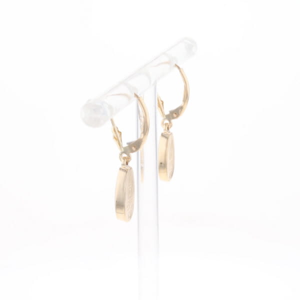 Gold Quartz Earrings Tear Drop Inlaid Lever Backs