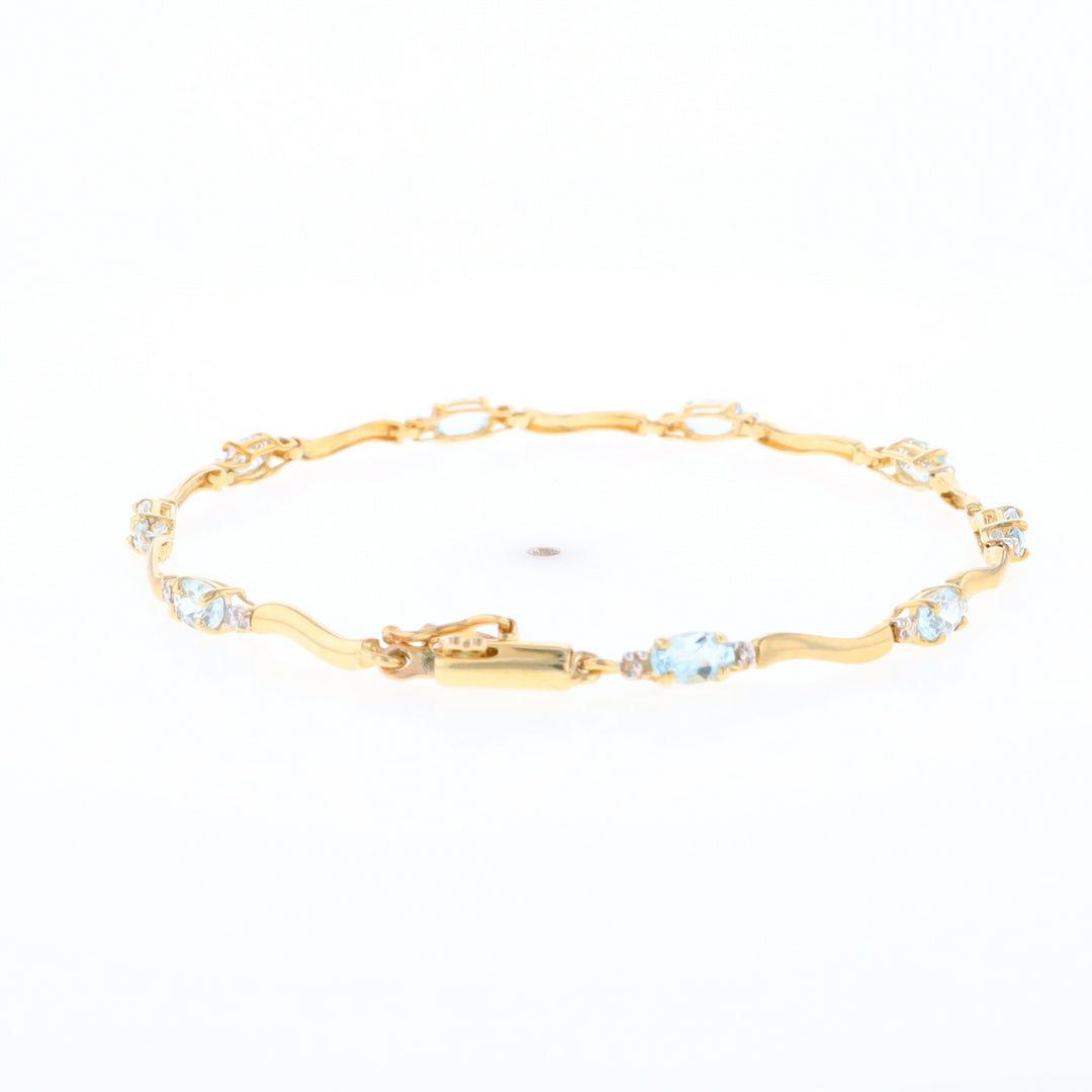 Aquamarine and Diamond Tennis Bracelet