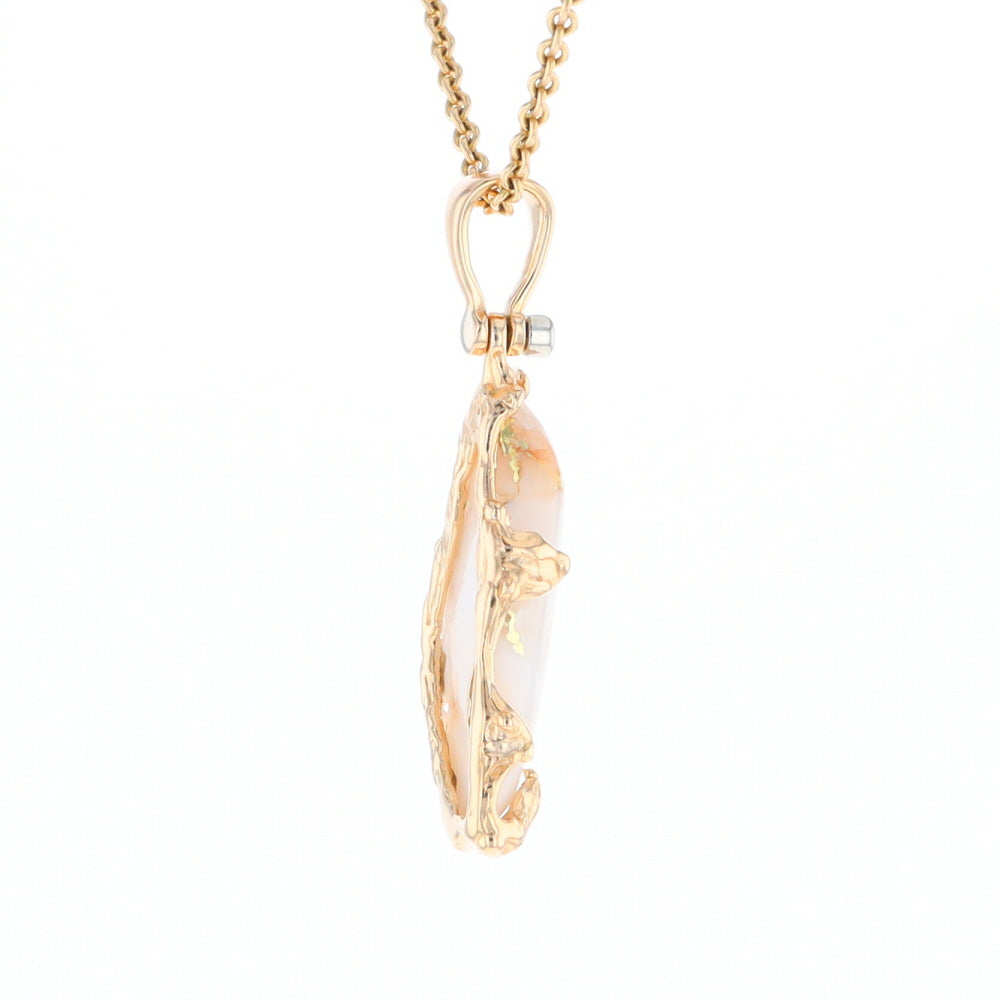 Gold Quartz Freeform Pendant