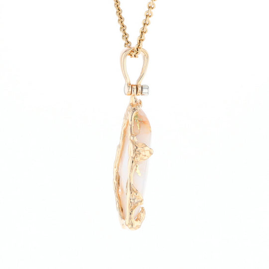 Gold Quartz Freeform Pendant