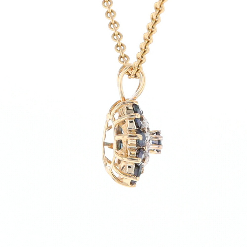 Round Diamond & Sapphire Cluster Pendant