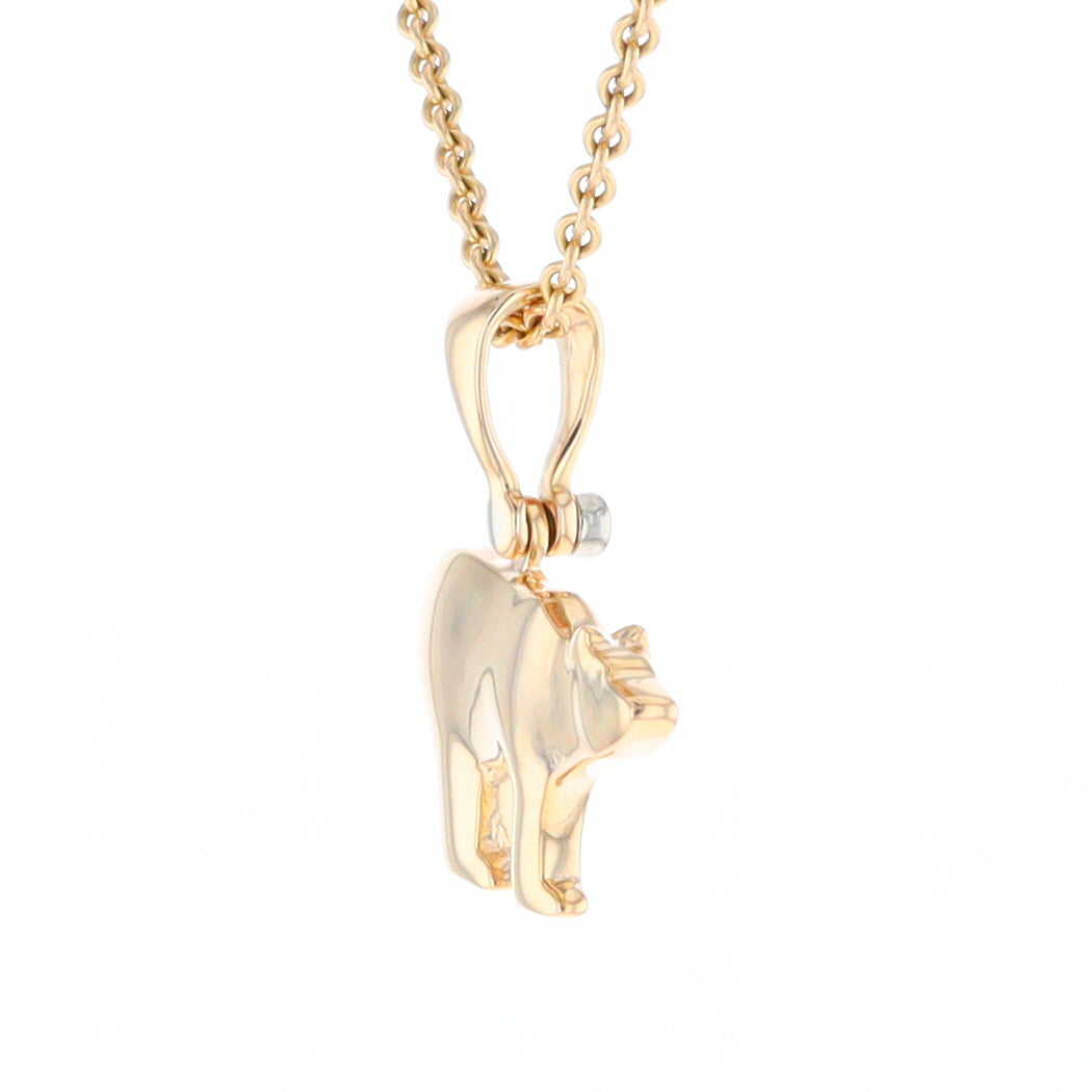 Gold Quartz Inlaid Polar Bear Pendant