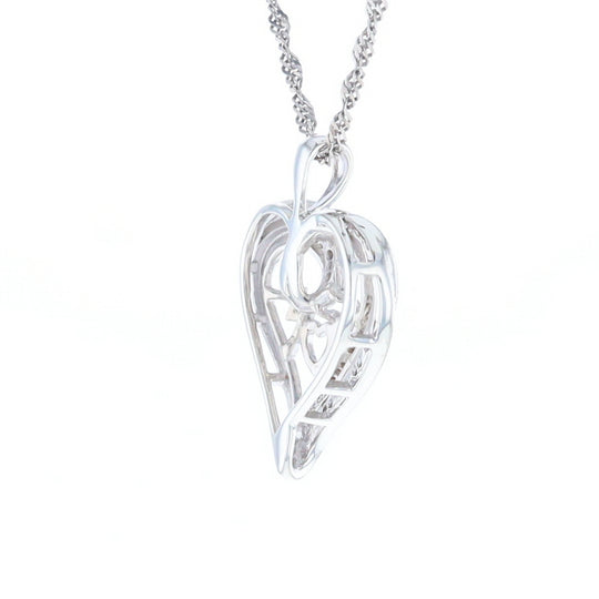 "MOM" Diamond Heart Pendant