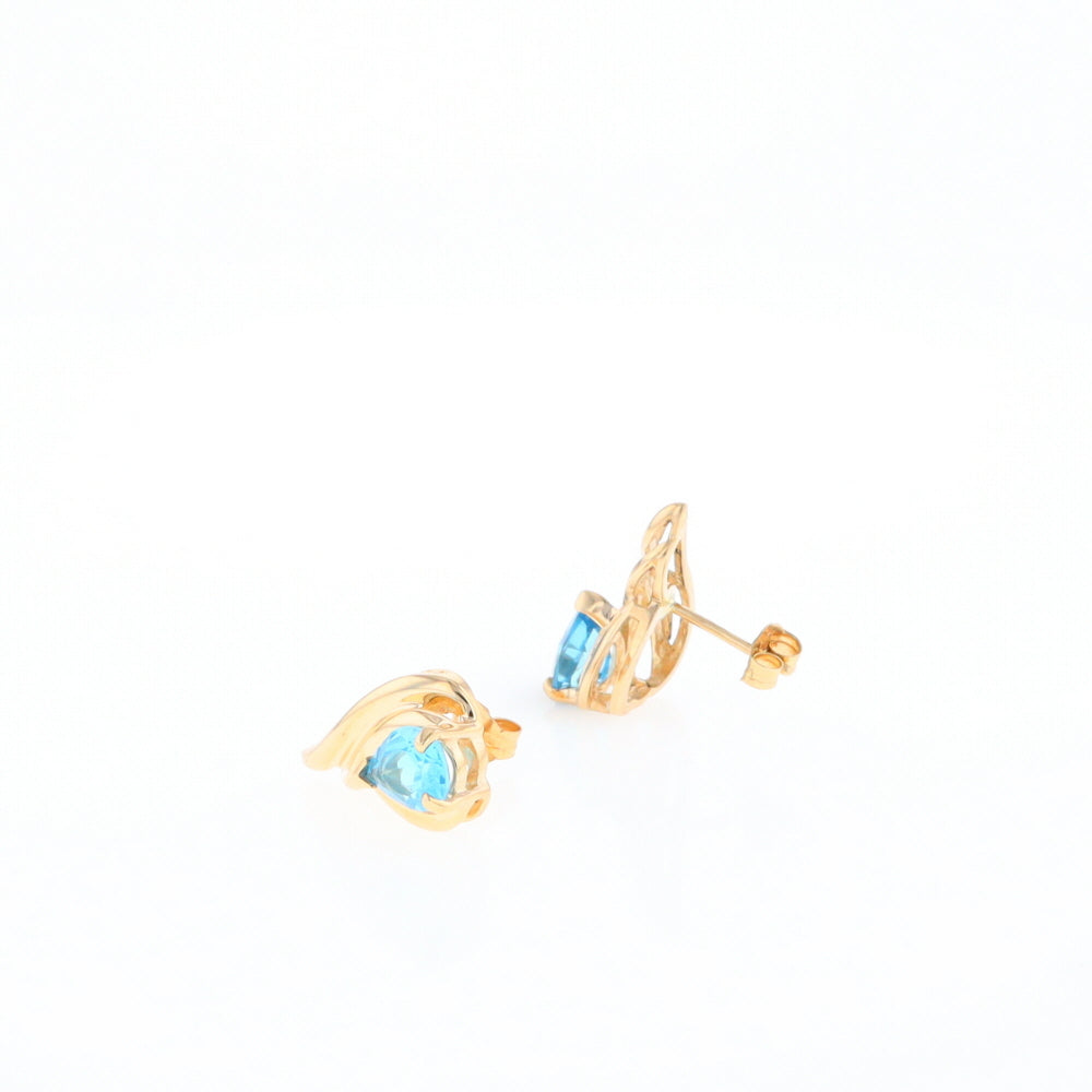 Blue Topaz Swirl Pear Stud Earrings