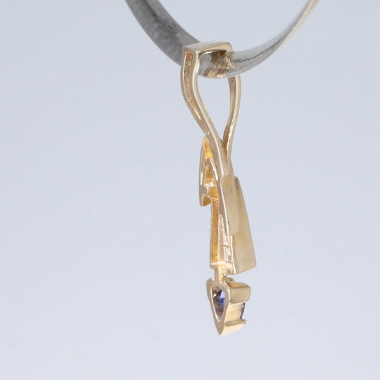 Opal Pendant Triangle Inlaid Design with Trillion Cut Tanzanite