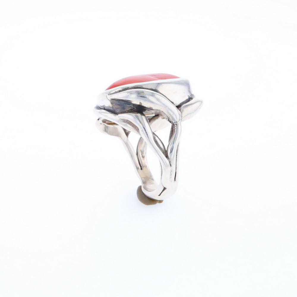 Native Oval Coral Free Form Ring