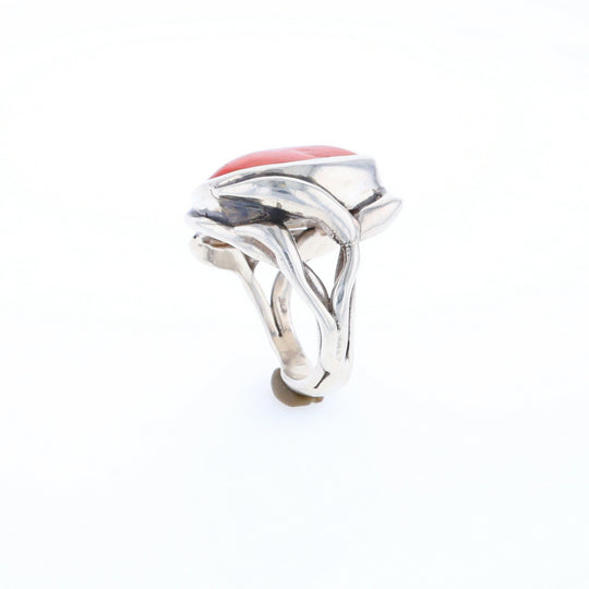 Native Oval Coral Free Form Ring