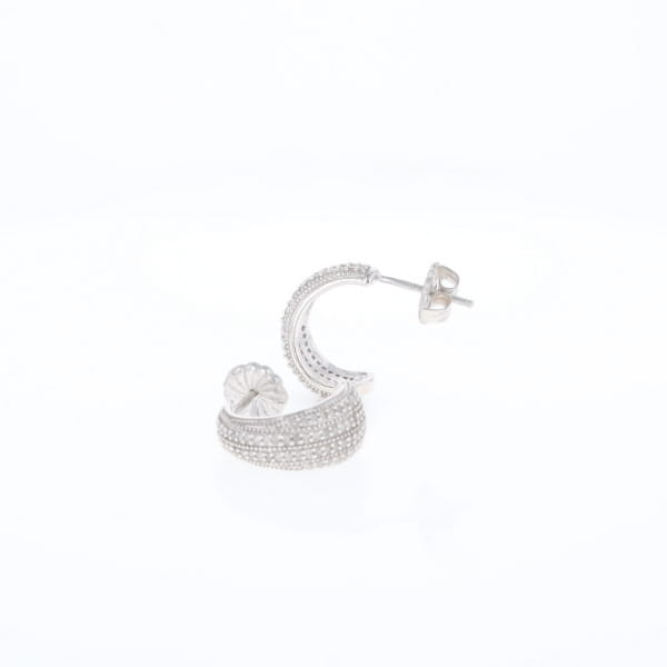 Diamond Half Hoop Stud Earrings