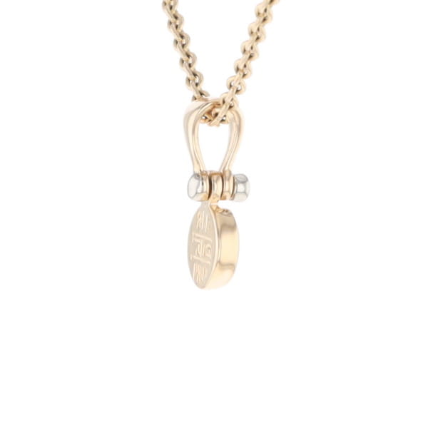 Gold Quartz Necklace Round Inlaid Pendant with .02ct Diamond