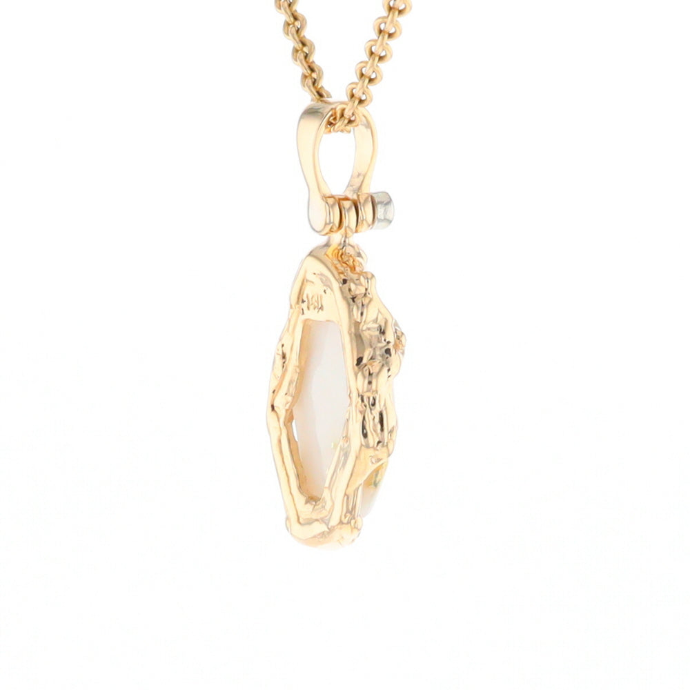 Gold Quartz Freeform Pendant