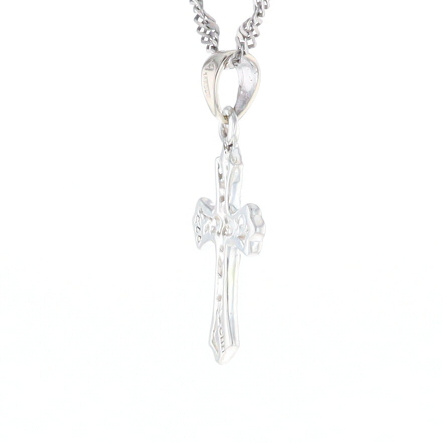 Sterling Silver Flower Cross Pendant